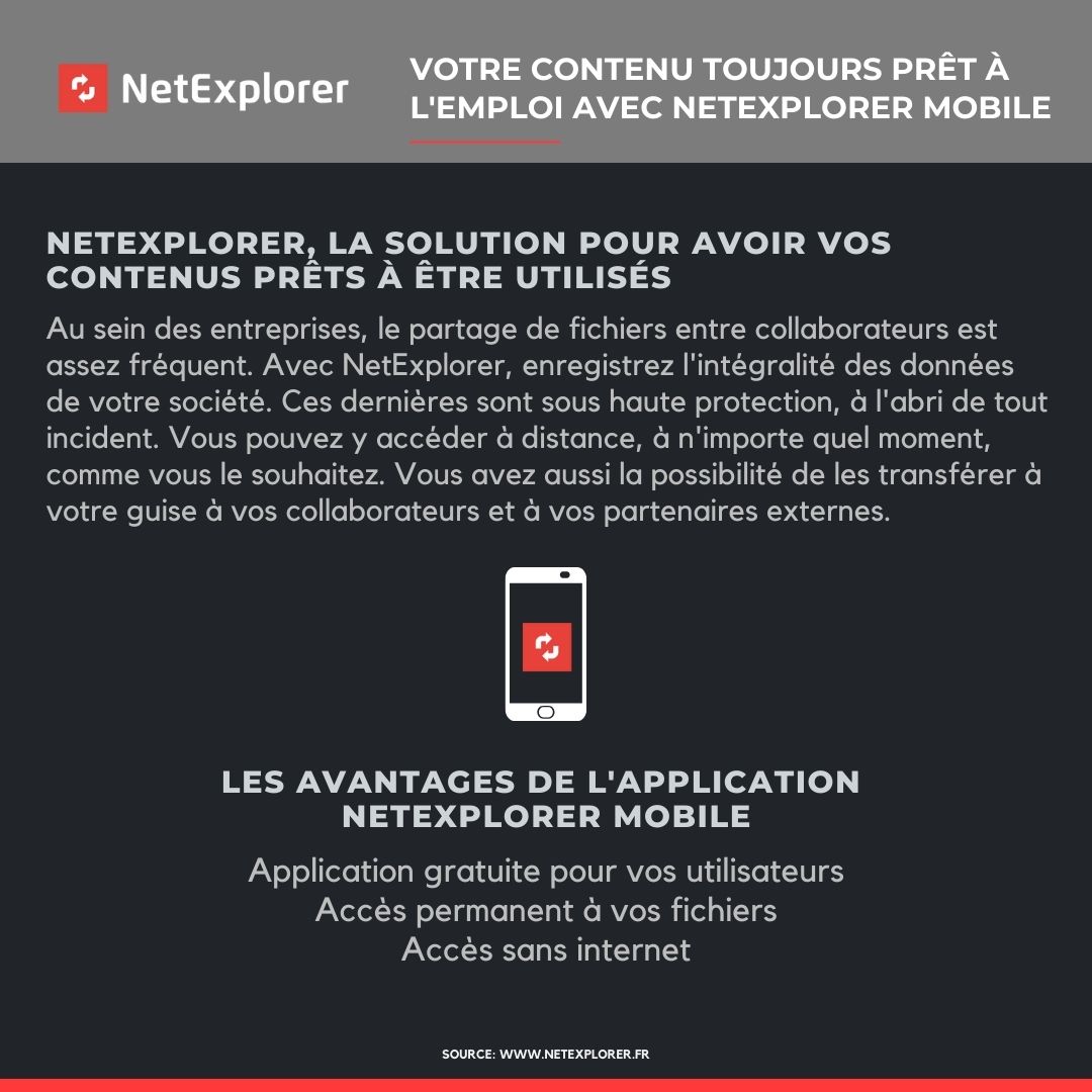 Infographie : Votre contenu toujours prêt à l'emploi avec NetExplorer Mobile