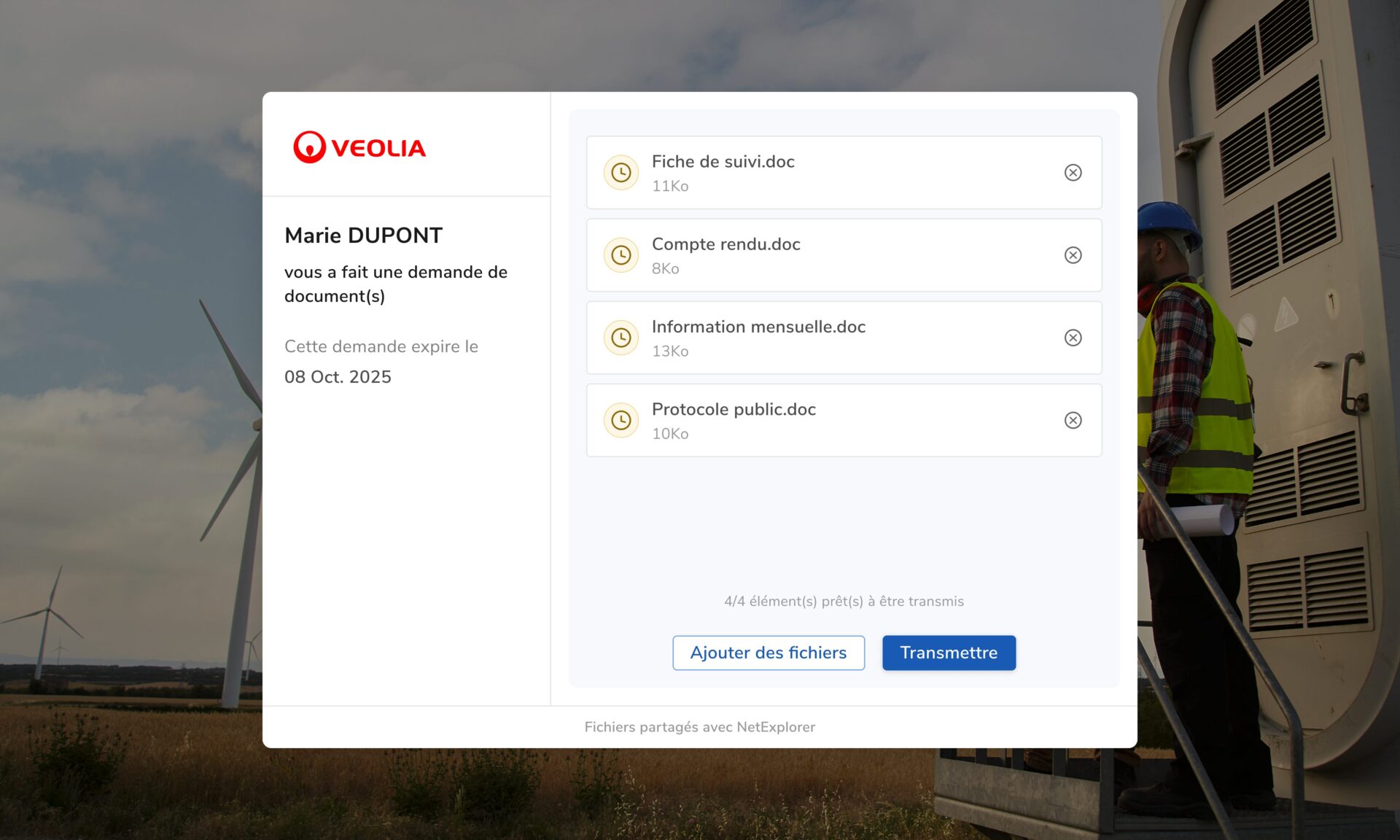 Interface de partage - Dépôt de fichiers - upload