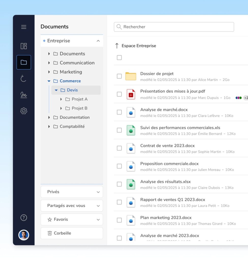 Plateforme collaborative sécurisée pour vos fichiers d'entreprise